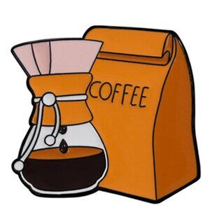 Coffee Lover Enamel Pin – Coffee Bag & Pour-Over Design